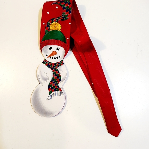 Jolly Holly Red Hollidays Christmas Snow Man Tie - Picture 2 of 8
